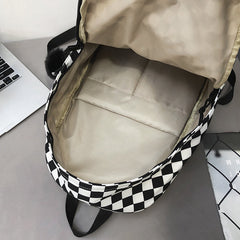 Mochila de lona a cuadros