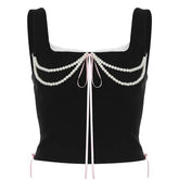Coquette Bow Pearl Bustier Top