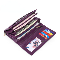 Cartera larga de piel de vacuno con RFID