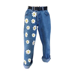 Mom-Jeans mit Daisy-Muster