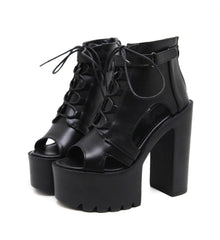 Sandalias de tacón alto de piel suave con punta abierta