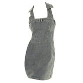 Vestido vaquero estilo halter con estética Y2K
