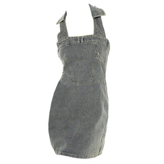 Y2K Ästhetisches Neckholder-Jeanskleid