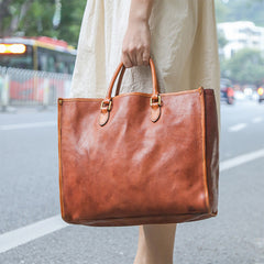 Luxury Vege Tanned Leather Tote Handbags