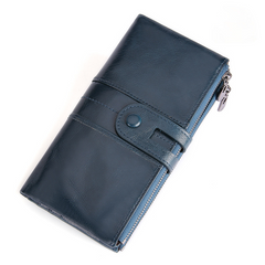 Damen Vintage Leder Mode Lange Geldbörse