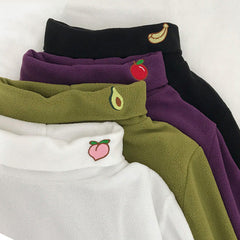 Rollkragenpullover mit Fruchtmuster