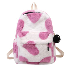 Flauschiger Rucksack mit Herz-Crush-Motiv