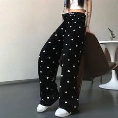 Pantalones globo con estampado de corazones