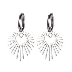 Tropfenohrringe mit Herz-Sonnen-Anhänger