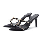 Pointed-Toe Rhinestone Sandals