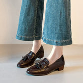 Retro Tassels Loafers Round Toe