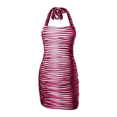 Strap-Neck Halter-Style Midriff-Baring Dress