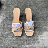 Simple Bow High-Heeled Flip-Flops