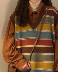 Gestreifte Strickweste für die Grundschule