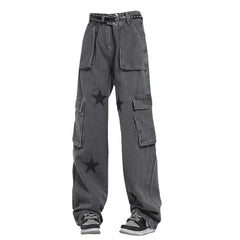 Downtown Girl – Baggy-Jeans mit Sternmuster