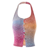Neckholder-Top aus Strick mit Farbverlauf und Regenbogen