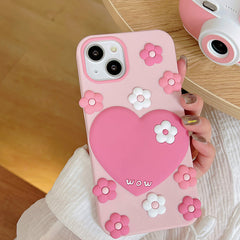 Pink Heart Flowers Case For IPhone