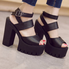 Solid Color Platform Sandals