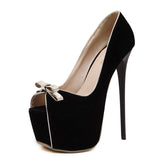 Open Toe Platform Thin Heels Shoes With Bow-Knot Decore