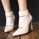 Pointed Toe High Heels Ankle Boots