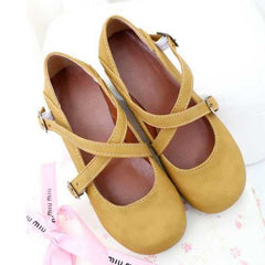 Female Round Toe Flats With Buckle Strap