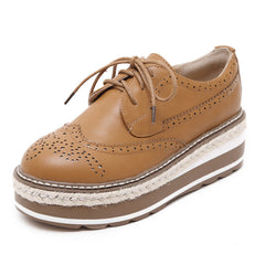 Vintage Thick Bottom Top PU Leather Brogue Shoes