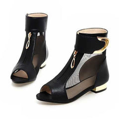 Botas peep toe para mujer con decoración de metal