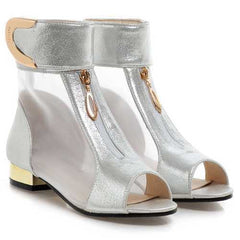 Botas peep toe para mujer con decoración de metal