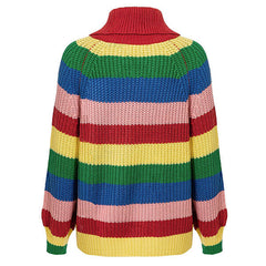 Rollkragenpullover mit Regenbogenmuster