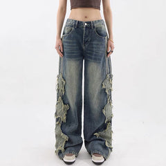 Jeans mit seitlichen Streifen und Sternen