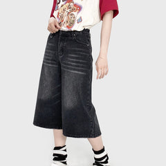 Baggy-Shorts aus Denim für Skater-Mädchen