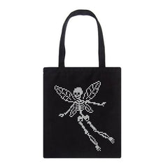 Canvas-Tasche mit Totenkopf und Schmetterling