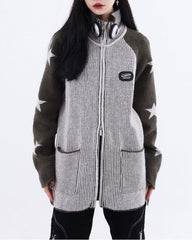 Star Girl Ästhetischer Pullover mit Reißverschluss
