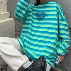 Langärmliges T-Shirt mit Schmetterlingsstreifen