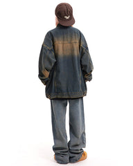 Lockere Jeansjacke in verwaschenem Braun