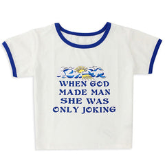 Crop Top mit Aufschrift „Sie hat nur Spaß gemacht“