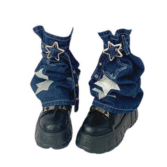 Y2K-Beinwärmer aus Denim mit Sternen