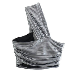 Hochmodisches, silbernes Top