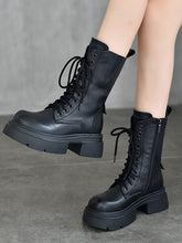 British Style Zipper Thick Bottom Long Boots