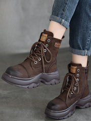 Martin-Stiefel aus Leder im britischen Stil mit dicker Sohle