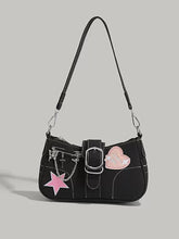 Bolso negro con cadena de mariposa Y2K