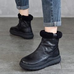 Versatile Warm Solid Color Thick Bottom Cotton Boots