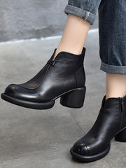 Botas sencillas de color sólido con tacón alto y cremallera trasera