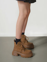 Solid Color Zipper Height Increase PU Solid Color Boots