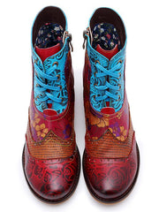 Botas de media caña con tiras y estampado vintage bohemio