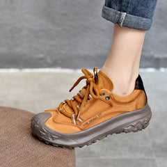 Zapatos versátiles de cuero con cordones y suela gruesa