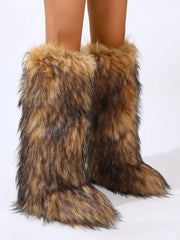 Warmth Thermal Fluffy Faux Fur Mid-calf Snow Boots