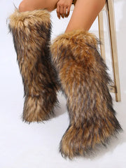 Warmth Thermal Fluffy Faux Fur Mid-calf Snow Boots