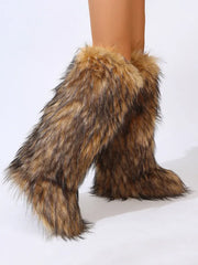 Warmth Thermal Fluffy Faux Fur Mid-calf Snow Boots