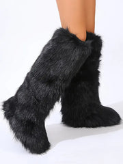 Warmth Thermal Fluffy Faux Fur Mid-calf Snow Boots